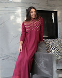 Chicolli CH6758A Deco Rose Geometric Shimmer Button Down Nightgown myselflingerie.com