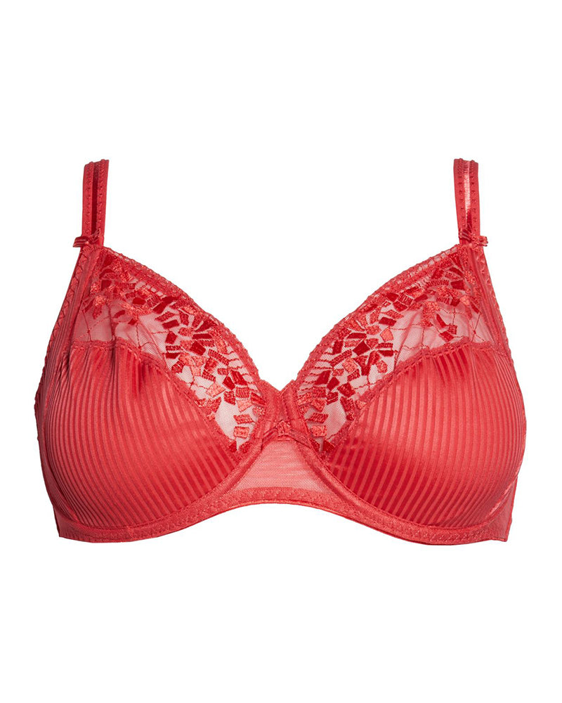 Chantelle 1381 Red Pont Neuf Underwire 3 Part Cup Unlined Bra