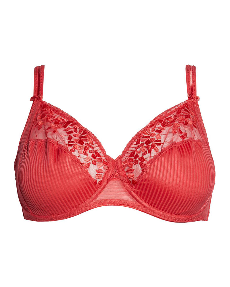 1381 Red Pont Neuf Underwire 3 Part Cup Unlined Bra