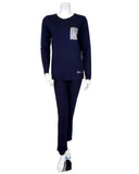 Pierre Balmingo Paris 30-4000 Rhinestone Pocket Navy Modal Pajamas Set myselflingerie.com