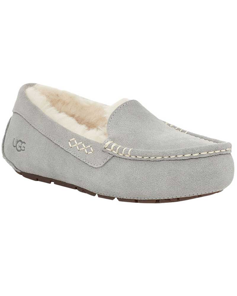 UGG Light Grey Ansley Slipper with Fur Trim Myselflingerie.com