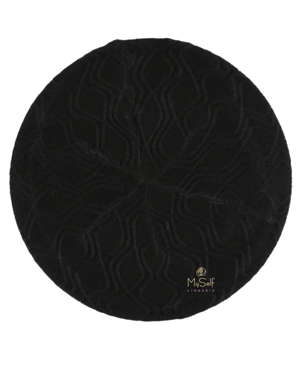 Lizi Headwear Summer Wave Black Knit Lined Beret