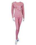 Citrus EL815 Mauve Modal Pajamas Set with Ruffle Design Top myselflingerie.com
