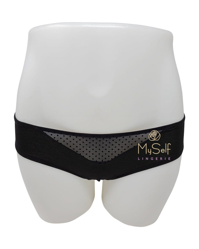 Black 32200 Mesh Insert Organic Cotton Black Bikinis 3 Pk myselflingerie.com