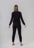 Ellwi Black Ribbed Modal PJ's with White Piping