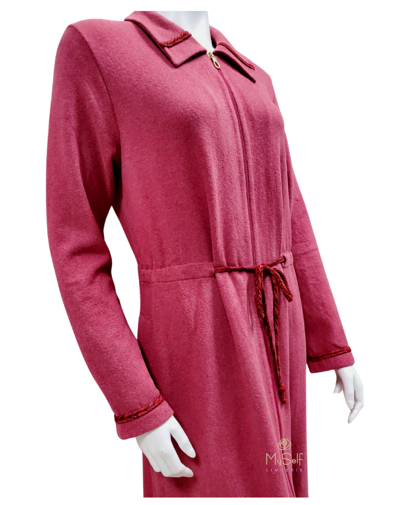 Iora 20604AC Roseberry Braided Trim Zip Up Knit Morning Robe MYSELFLINGERIE.COM
