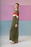 Ellwi Olive Colorblock Pull On Modal Nightgown