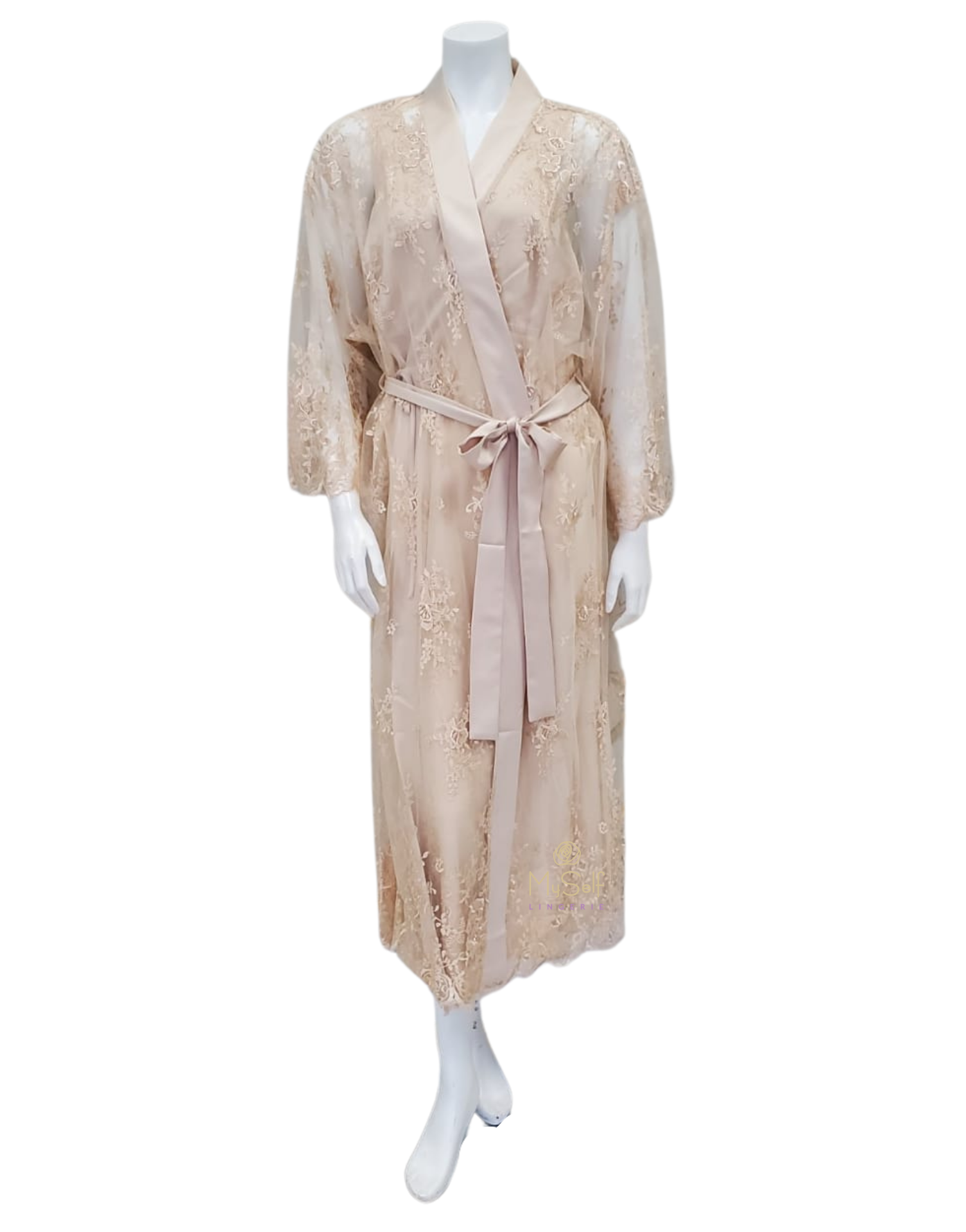 Rya Collection 220X Champagne Darling Embroidered Lace Robe Plus Sizes myselflingerie.com