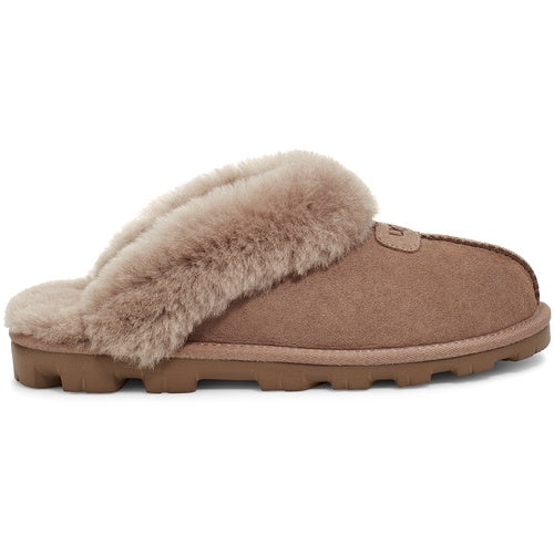 5125 Caribou Clog Suede Slippers with Fur Trim