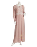 Iora Lingerie 19411C Peach Modal Button Down Nightgown with White Lace myselflingerie.com