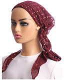 Ahead Burgundy with Gold Foil Dots Chiffon Pre-Tied Bandanna
