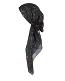 Lizi Headwear Black/Colorful Marble Foil Pre-Tied Bandanna myselflingerie.com