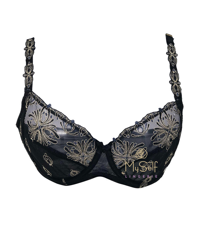 Chantelle 2601 Champs Black Metallic 3 Part Bra myselflingerie.com