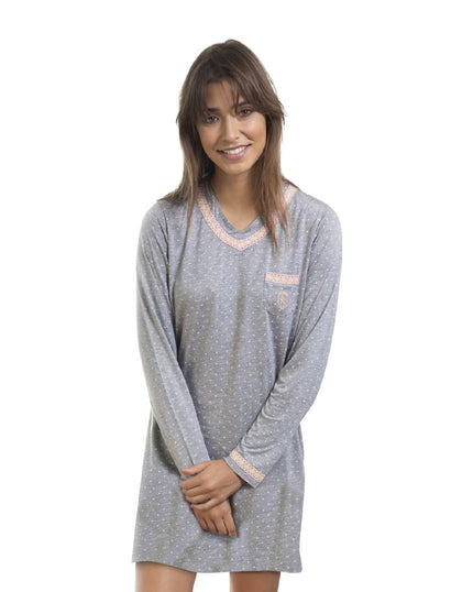 Admas 51422-0 Grey Melange Modal Nightshirt myselflingerie.com