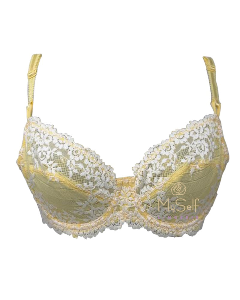 Wacoal 65191 Embrace Lace Pale Banana/White Alyssum Underwire Bra MYSELFLINGERIE.COM