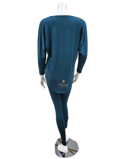 Vanilla Night and Day 3049 Dark Bottle Green Round Neck Pajamas Set MYSELFLINGERIE.COM