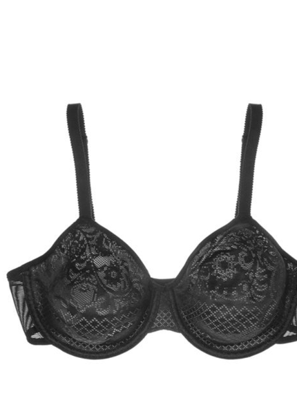 Wacoal 857210 Black Lace Seamless Underwire Minimizer Bra MYSELFLINGERIE.COM