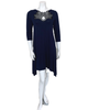 Oh! Zuza OZ246 Navy Flared Modal Nightshirt with Black Lace Neckline MYSELFLINGERIE.COM
