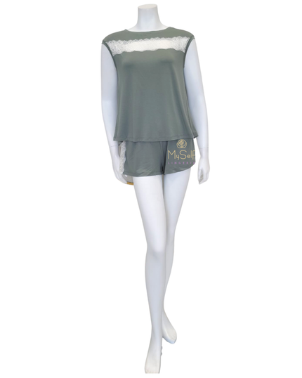 3226 Agave Green Open Back Modal Pajamas Shorts Set