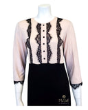 Clara Rossi 35 Soft Pink/Black Lace Trim Pull On Modal Nightgown myselflingerie.com