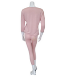 Vanilla Night and Day Dusty Pink Modal V Neck Lace Pajamas Set