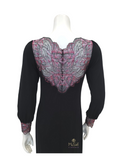 Oh! Zuza 3702 Black & Pink Lace Sheer Back Modal Nightgown myselflingerie.com