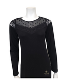 Oh! Zuza Lace & Dots Sheer Sleeve Black Modal Nightshirt