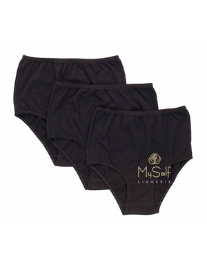 Gemsli Black Cotton Briefs 3 Pk.