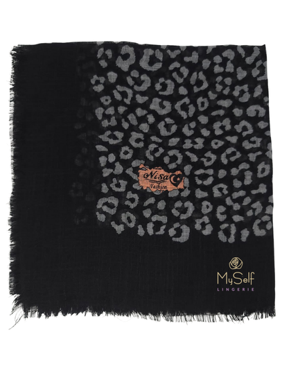 Lizi Headwear Black Cheetah Square Scarf with Light Non Slip Grip myselflingerie.com