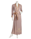 Pierre Balmingo Paris Mauve Wrap Robe with Rose Gold Accents