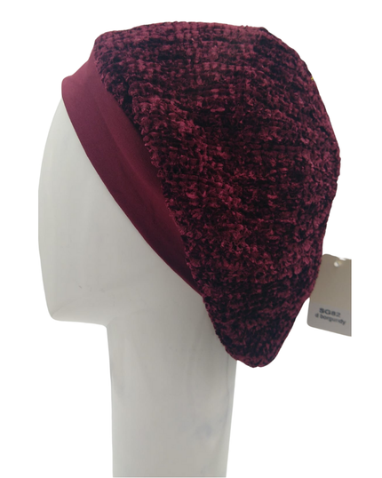 SG SG82-WL-BGY Solid Burgundy Lined Chenille w/ Band myselflingerie.com