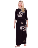 Ellwi 412 Floral Print Black Cotton Nursing Nightgown 