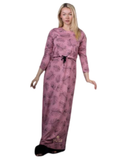 Ellwi 414-PK Metallic Leaf Print Pink Cotton Nursing Nightgown 