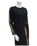 Ellwi Gold Foil Black Cotton Nursing Nightgown