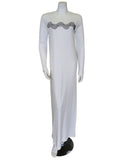 Pierre Balmingo Paris 05-4554A-LL Stone Leaves Design White Modal Nightgown myselflingerie.com
