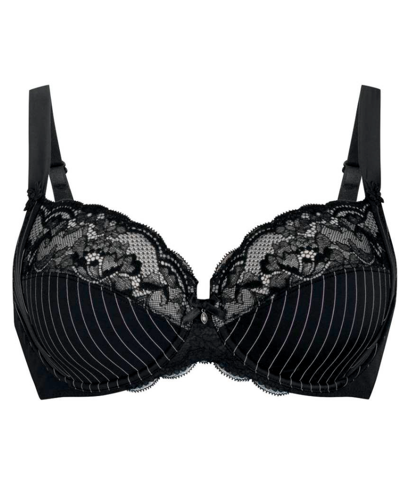 Rosa Faia 5204 Black Pinstripe Antonia 3 Part Cup Underwire Bra MYSELFLINGERIE.COM