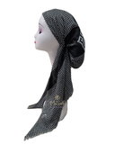 Lizi Headwear Black & White Small Print Pre-Tied Bandanna