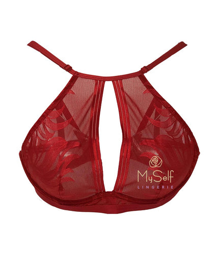 Triumph 10198894 Palm Spotlight Red Halter Neck Underwire Bra MYSELFLINGERIE.COM