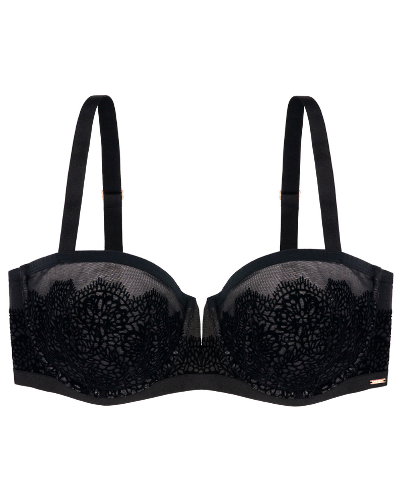 D00022 Black Velvet Balcony Underwire Bra myselflingerie.com