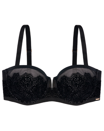 D00022 Black Velvet Balcony Underwire Bra myselflingerie.com