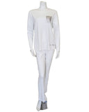 Pierre Balmingo Paris 30-4000B Rhinestone Pocket White Modal Pajamas Set myselflingerie.com