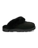 UGG 5125 Black Clog Suede Slippers with Fur Trim myselflingerie.com