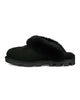 UGG 5125 Black Clog Suede Slippers with Fur Trim myselflingerie.com