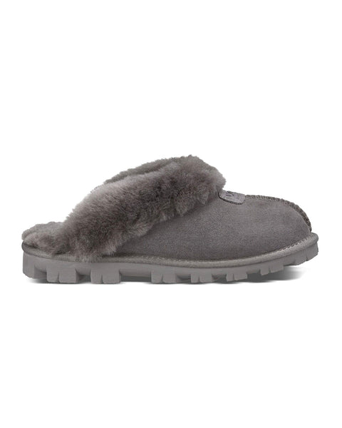 UGG Coquette Clog Suede Slippers with Fur Trim Myselflingerie.com