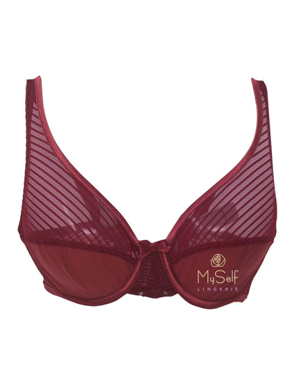 Lou 54237 Bordeaux Lace Underwire Bra myselflingerie.com
