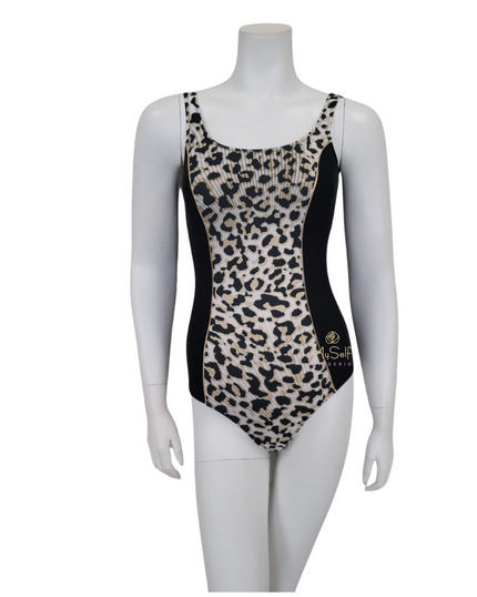 55210 Leopard Print Black Bathing Suit