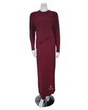 S6267 Wine Ribbed Overlay Modal Nursing Nightgown