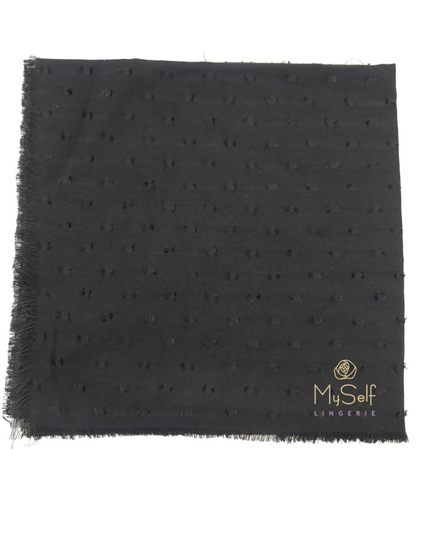 Lizi Headwear Textured Solid Black Square Scarf with Light Non Slip Grip myselflingerie.com