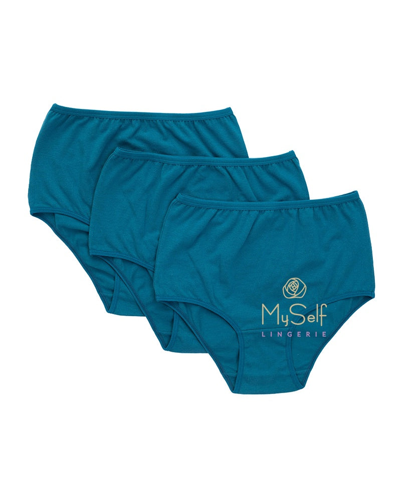 Gemsli 3305 Teal Cotton Briefs 3 Pk. myselflingerie.com