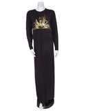 Pierre Balmingo Paris 05-4520A-NLL Gold Starburst Design Black Modal Nursing Nightgown myselflingerie.co